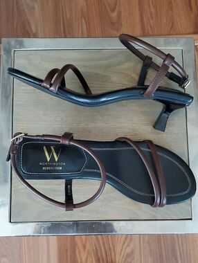 Worthington Brown Strappy Mid-Heel Sandals with Memory Foam